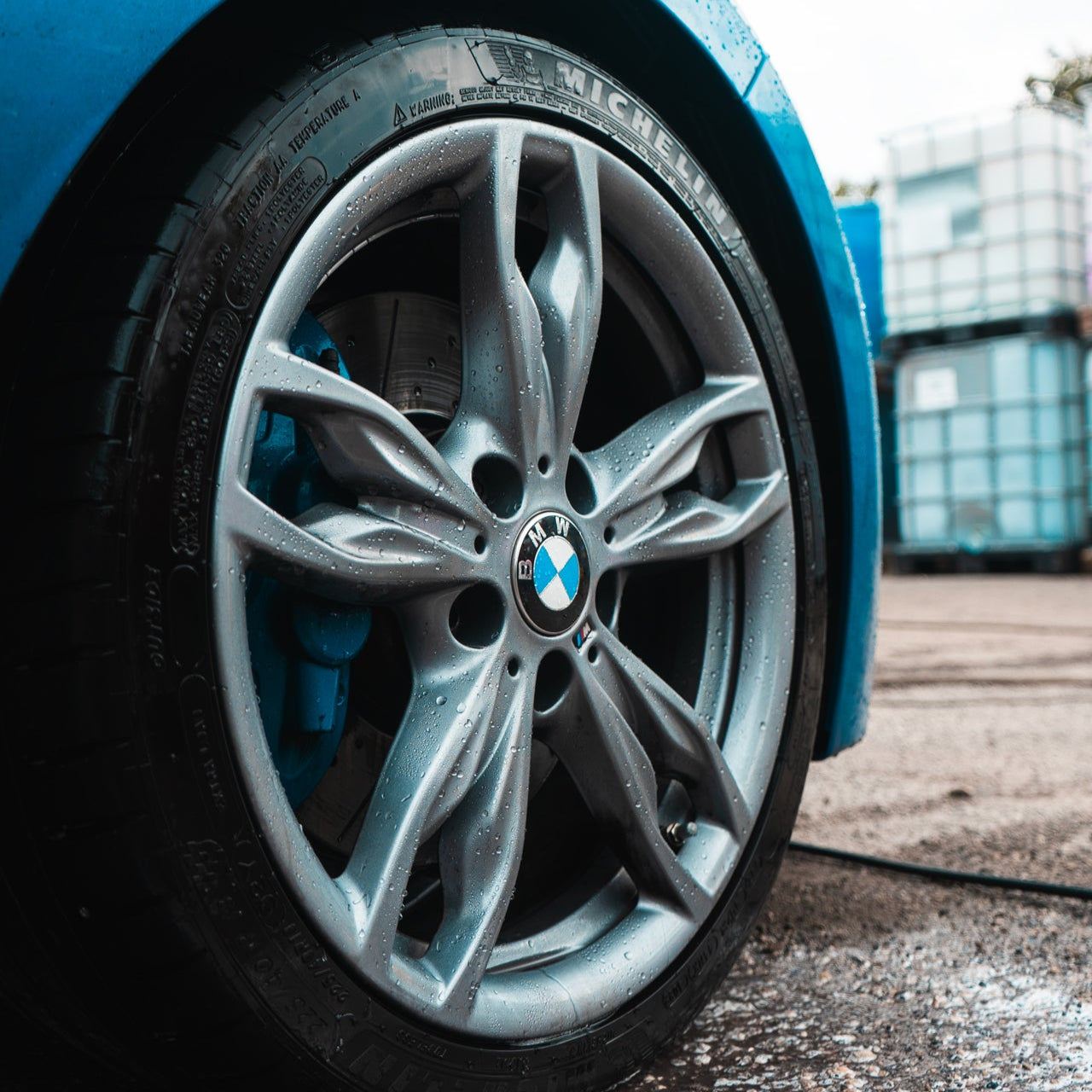 m135i 5 spoke wheel being detailed professionally cleaned