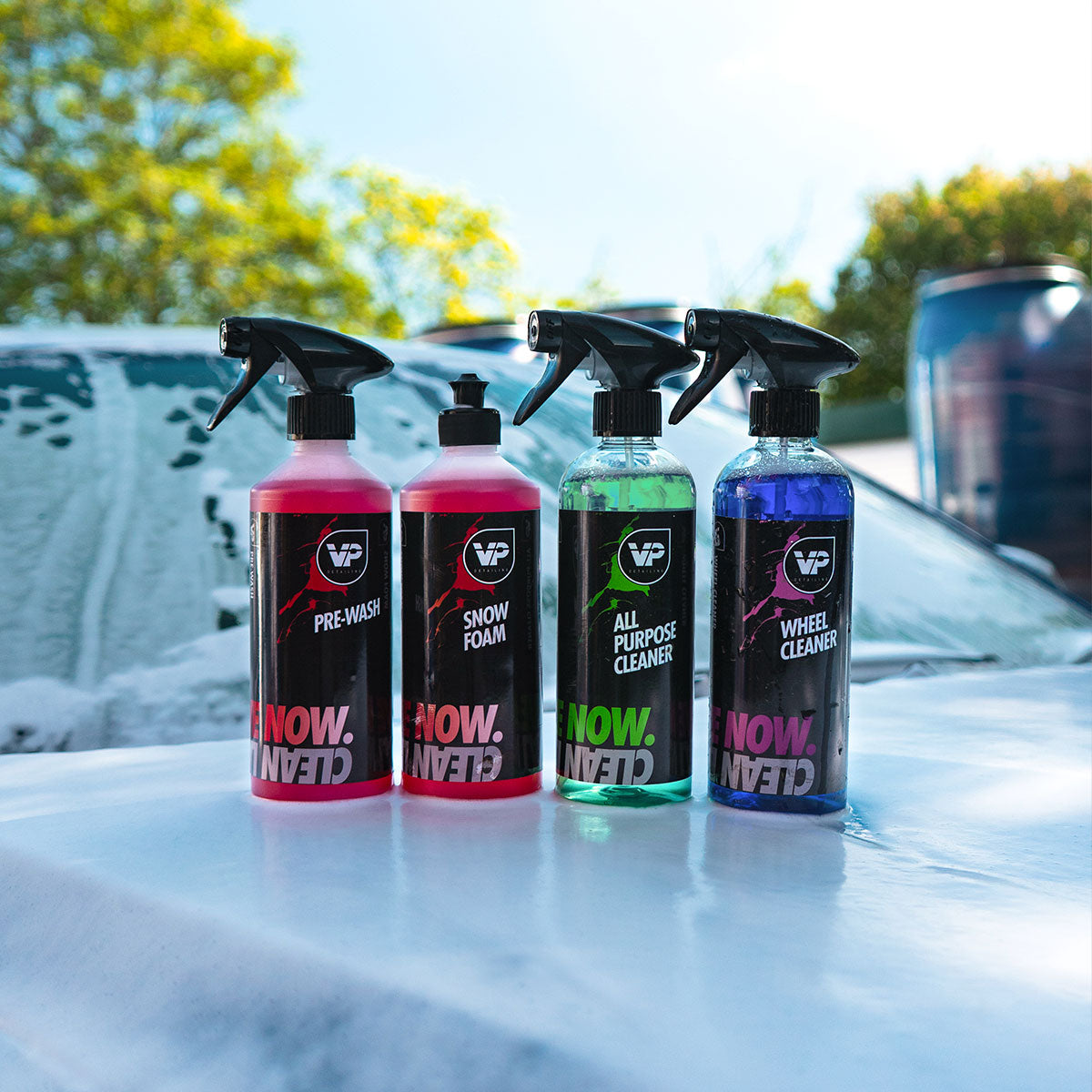 vp detailing deep clean bundle sat on top of snow foamed car