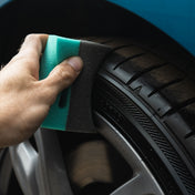 tyre dressing applicator applying satin tyre and trim dressing to tyre